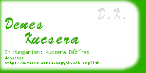 denes kucsera business card